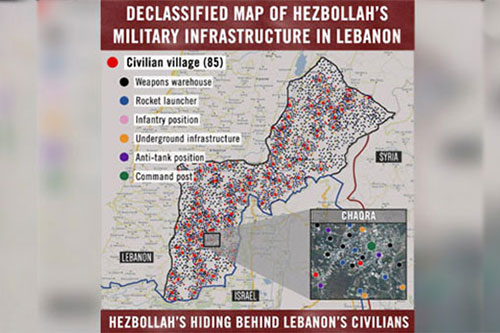 mapa de objetivos en Líbano
